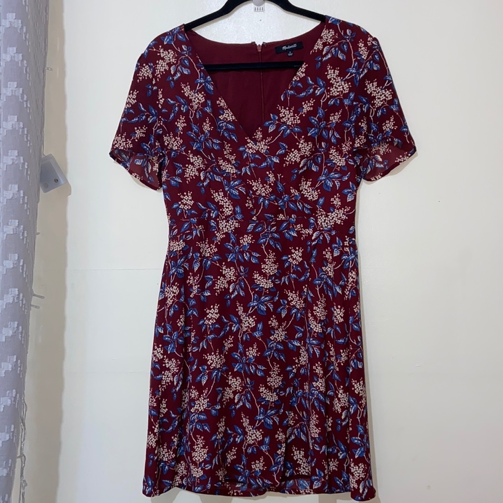 MADEWELL Floral Mini Dress Faux Wrap Style size 8